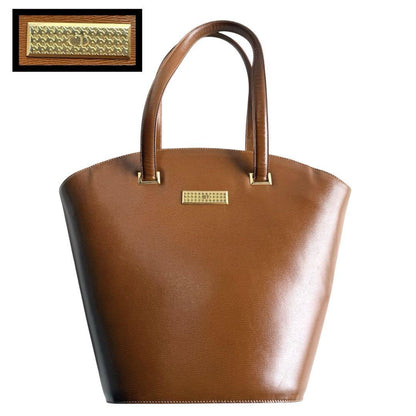 Christian Dior Hand Bag Tote Purse CD PVC Leather Brown Authentic