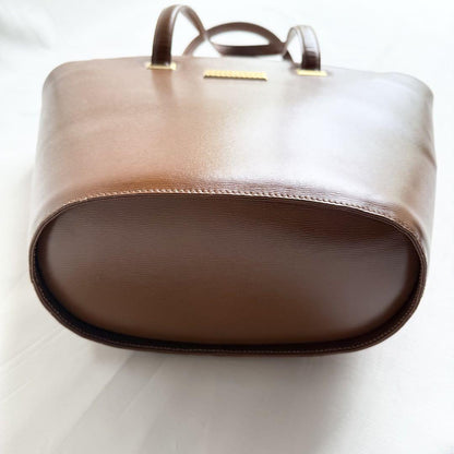 Christian Dior Hand Bag Tote Purse CD PVC Leather Brown Authentic