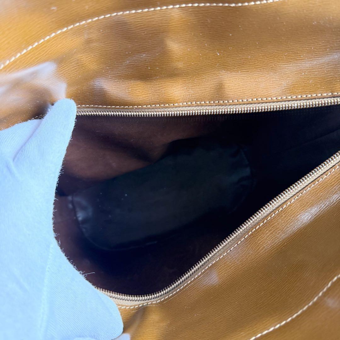 Christian Dior Hand Bag Tote Purse CD PVC Leather Brown Authentic