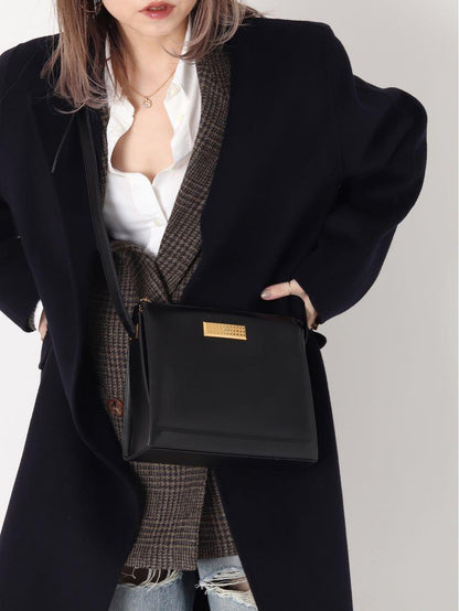 Christian Dior Shoulder Bag Purse CD Leather Brown Authentic