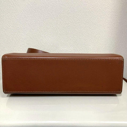 Christian Dior Shoulder Bag Purse CD Leather Brown Authentic