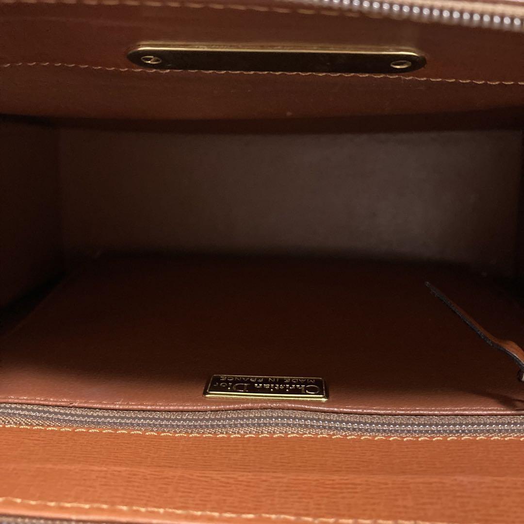 Christian Dior Shoulder Bag Purse CD Leather Brown Authentic