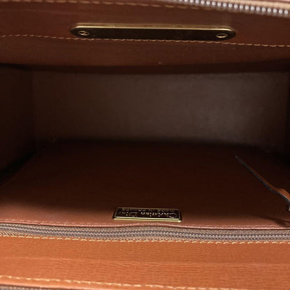 Christian Dior Shoulder Bag Purse CD Leather Brown Authentic