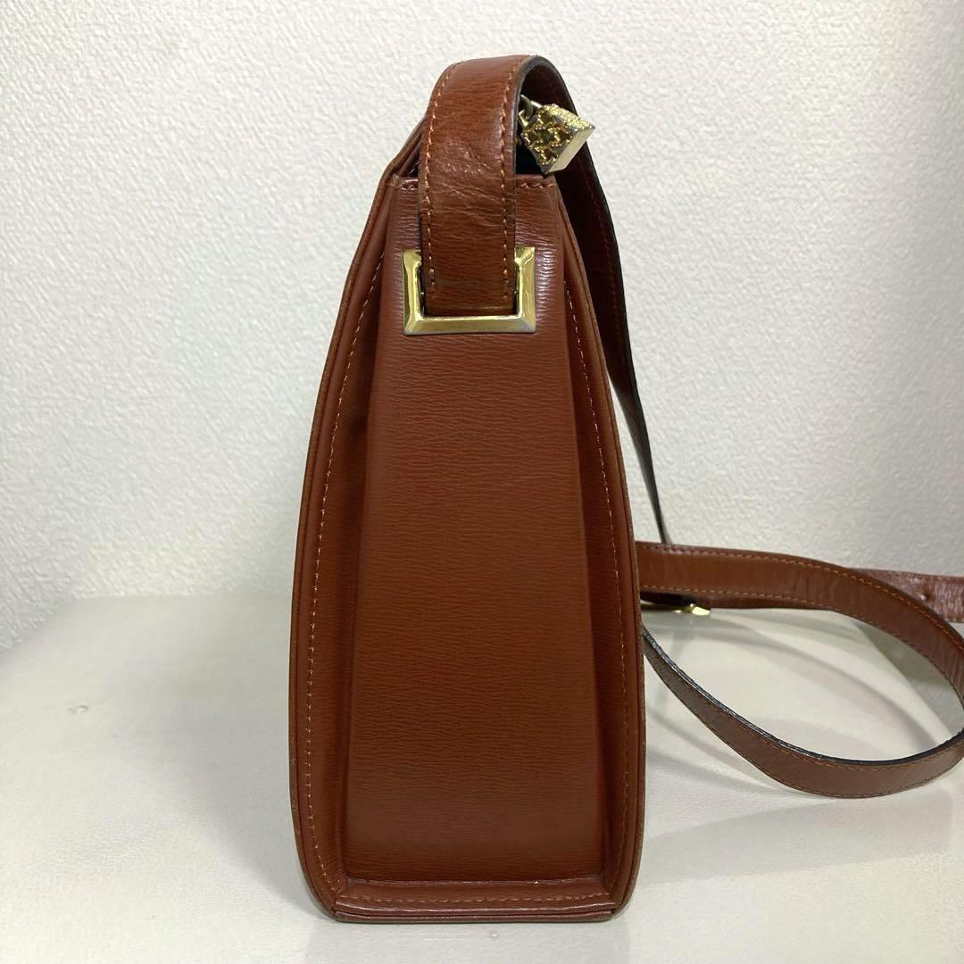 Christian Dior Shoulder Bag Purse CD Leather Brown Authentic