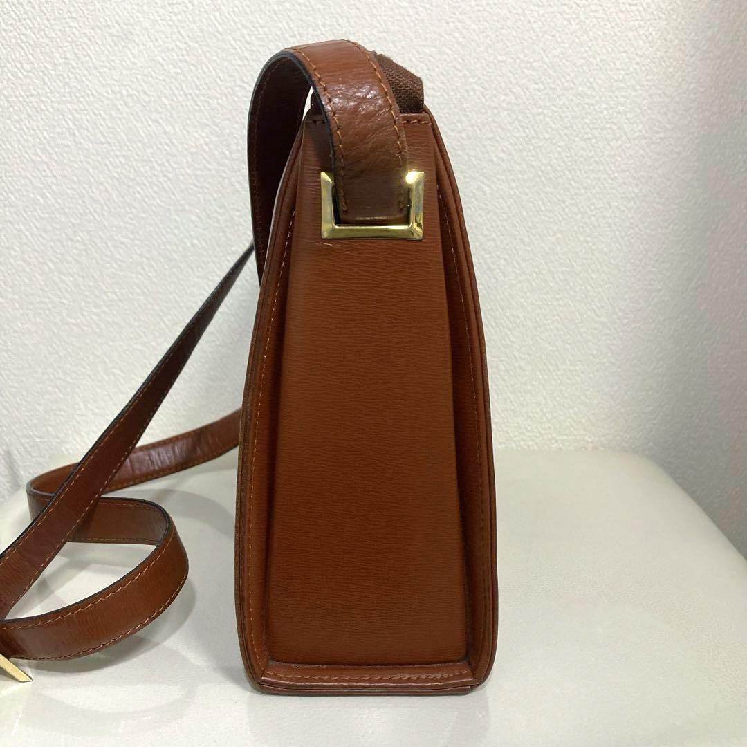 Christian Dior Shoulder Bag Purse CD Leather Brown Authentic