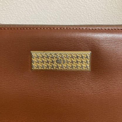 Christian Dior Shoulder Bag Purse CD Leather Brown Authentic