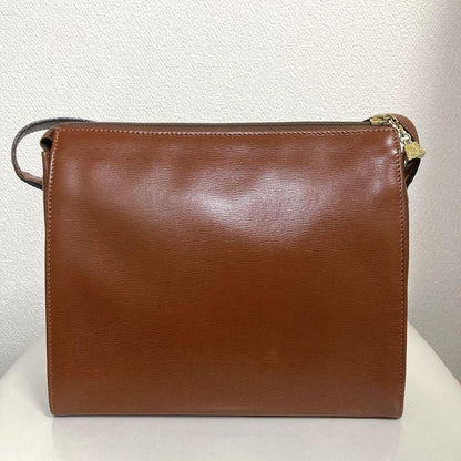 Christian Dior Shoulder Bag Purse CD Leather Brown Authentic