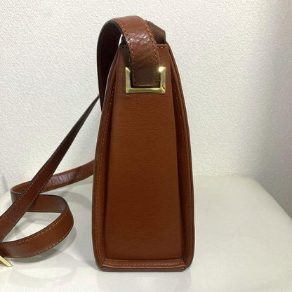 Christian Dior Shoulder Bag Purse CD Leather Brown Authentic