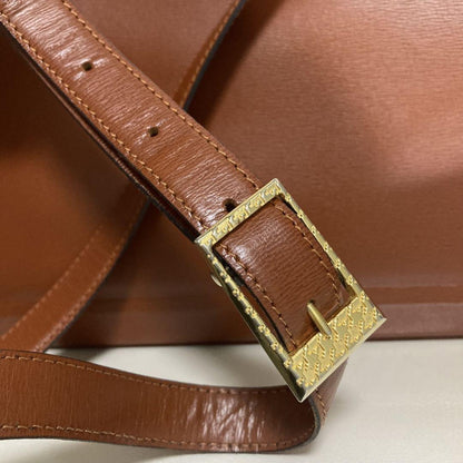 Christian Dior Shoulder Bag Purse CD Leather Brown Authentic