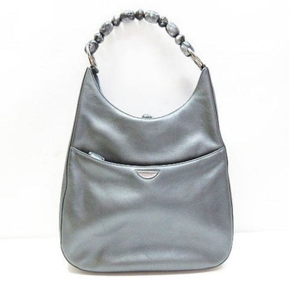 Christian Dior Shoulder Bag Purse Leather Gray Authentic