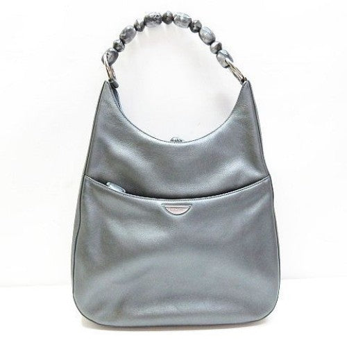 Christian Dior Shoulder Bag Purse Leather Gray Authentic