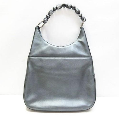 Christian Dior Shoulder Bag Purse Leather Gray Authentic
