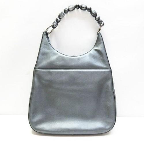 Christian Dior Shoulder Bag Purse Leather Gray Authentic