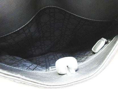Christian Dior Shoulder Bag Purse Leather Gray Authentic