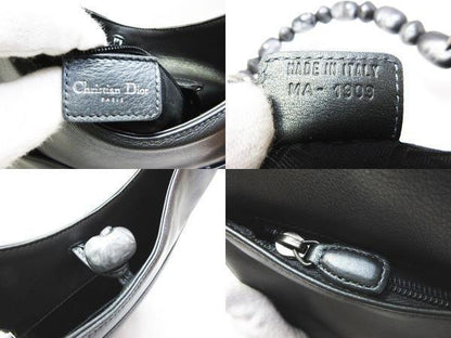 Christian Dior Shoulder Bag Purse Leather Gray Authentic