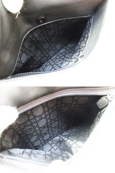 Christian Dior Shoulder Bag Purse Leather Gray Authentic