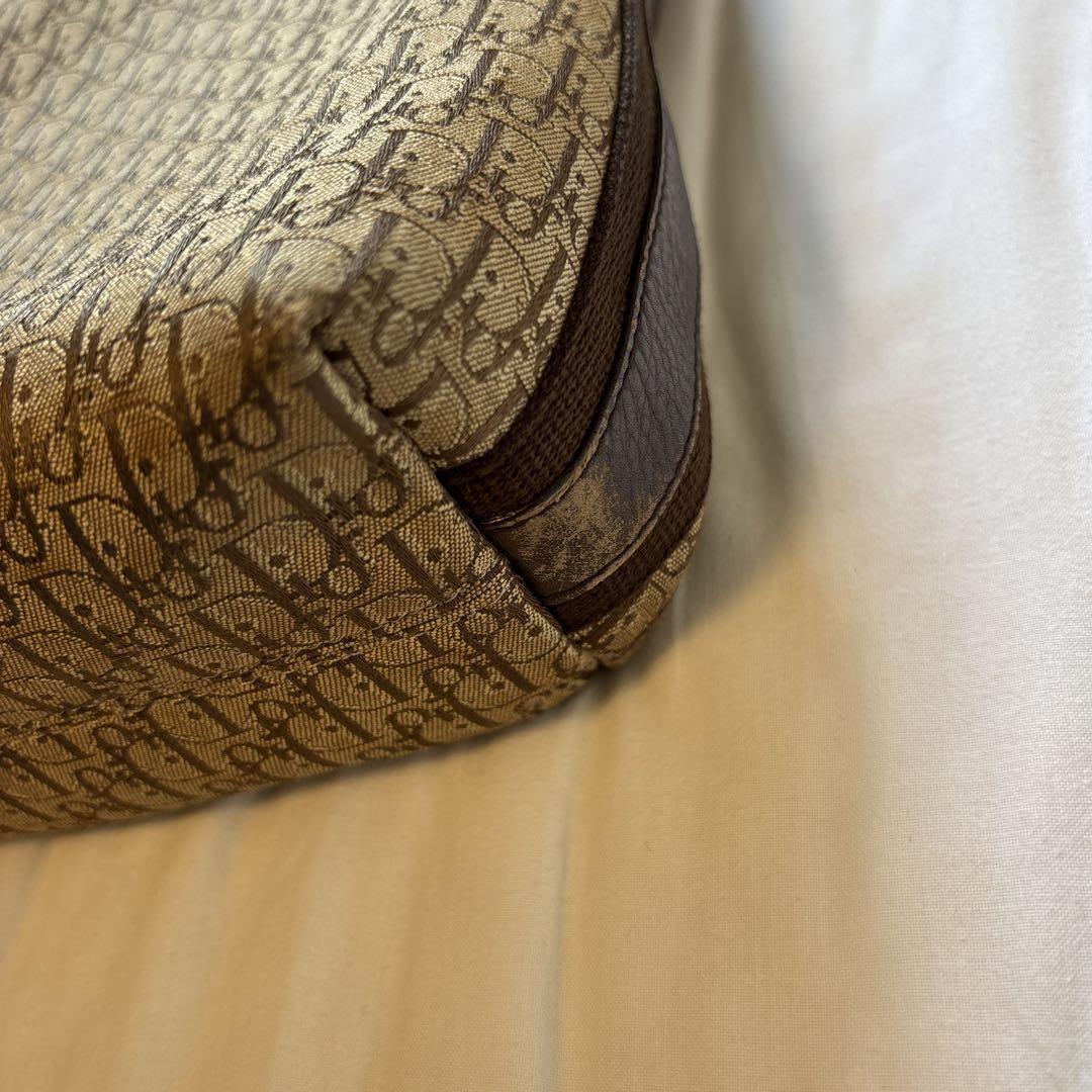 Christian Dior Shoulder Bag Purse Trotter Canvas Leather Brown Authentic