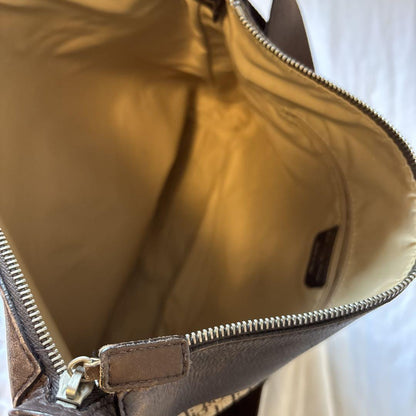 Christian Dior Shoulder Bag Purse Trotter Canvas Leather Brown Authentic