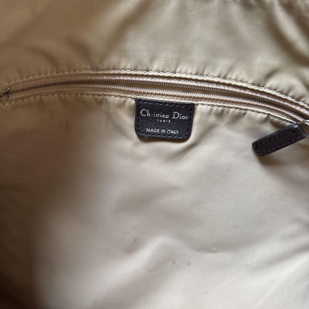 Christian Dior Shoulder Bag Purse Trotter Canvas Leather Brown Authentic