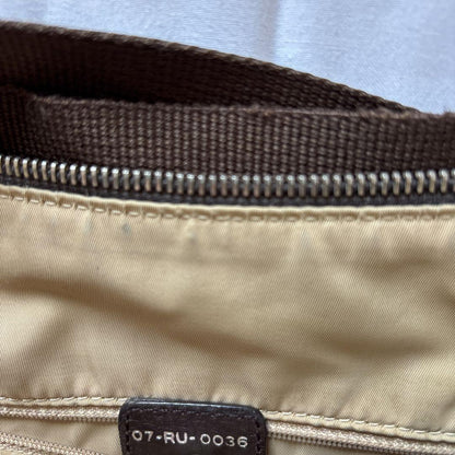 Christian Dior Shoulder Bag Purse Trotter Canvas Leather Brown Authentic