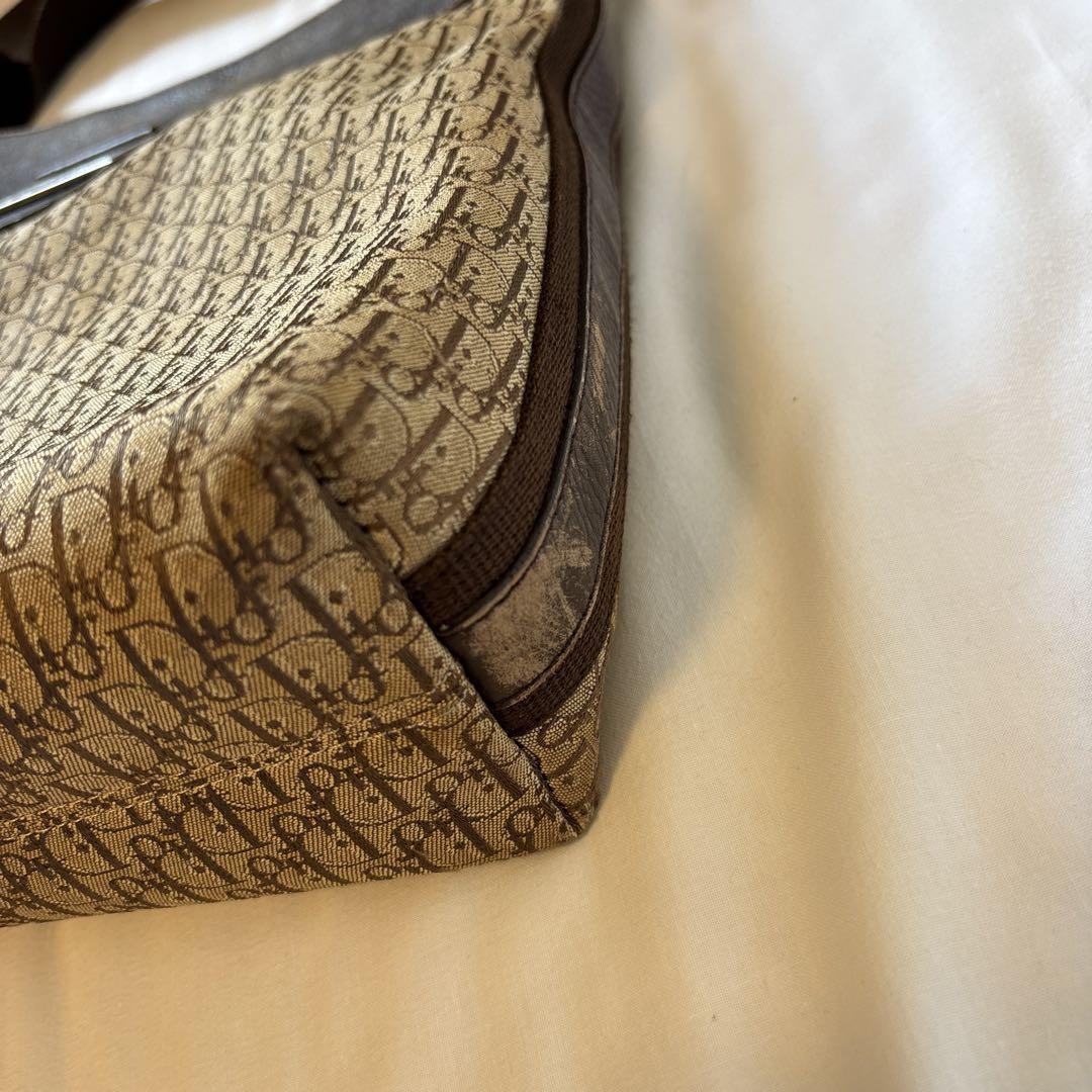 Christian Dior Shoulder Bag Purse Trotter Canvas Leather Brown Authentic