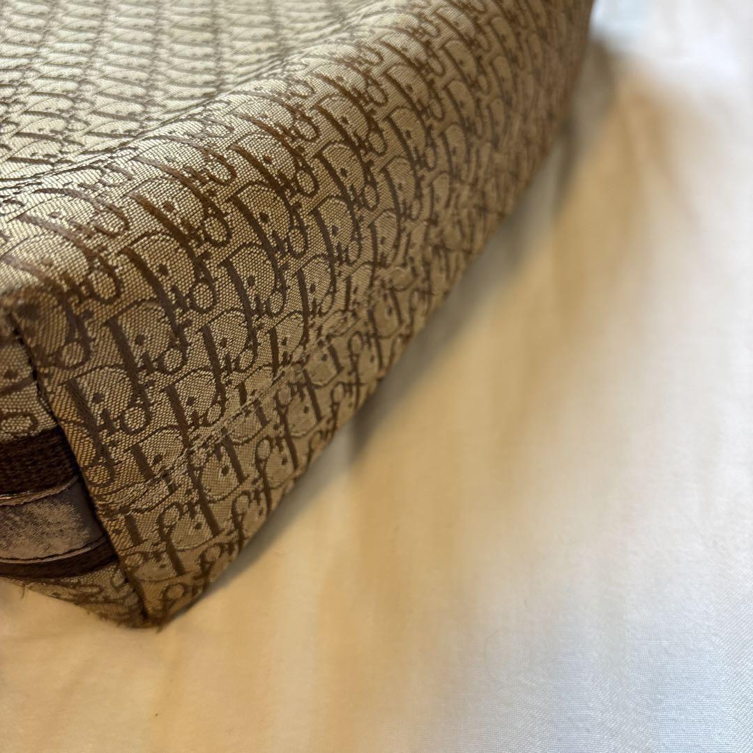 Christian Dior Shoulder Bag Purse Trotter Canvas Leather Brown Authentic