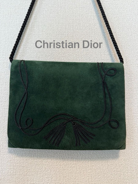 Christian Dior Party Shoulder Bag Purse Green Authentic