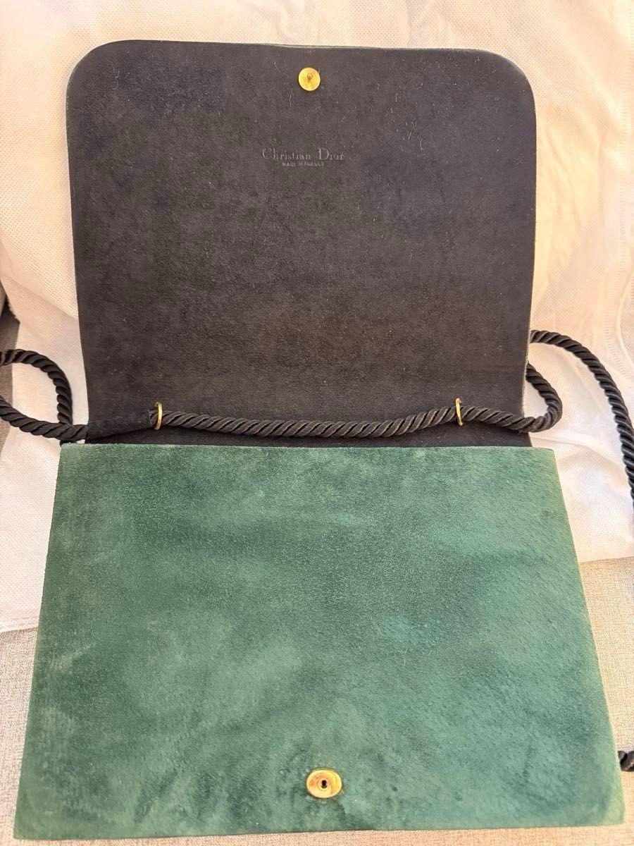Christian Dior Party Shoulder Bag Purse Green Authentic