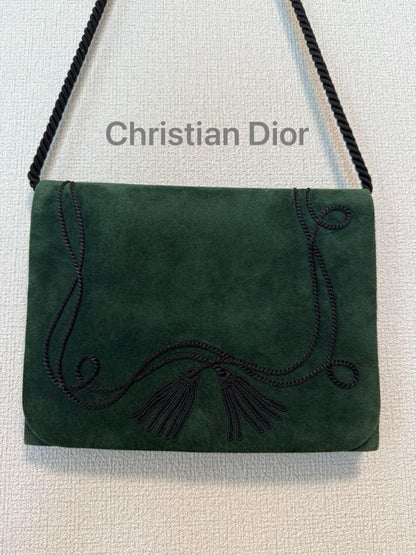 Christian Dior Party Shoulder Bag Purse Green Authentic