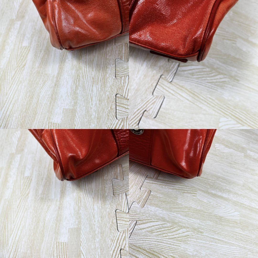 MULBERRY Hand Bag Tote Purse Bayswater Turn Lock PVC Leather Orange Authentic