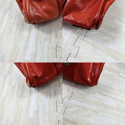 MULBERRY Hand Bag Tote Purse Bayswater Turn Lock PVC Leather Orange Authentic