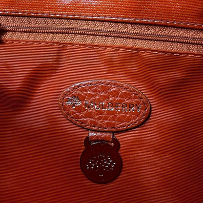 MULBERRY Hand Bag Tote Purse Bayswater Turn Lock PVC Leather Orange Authentic