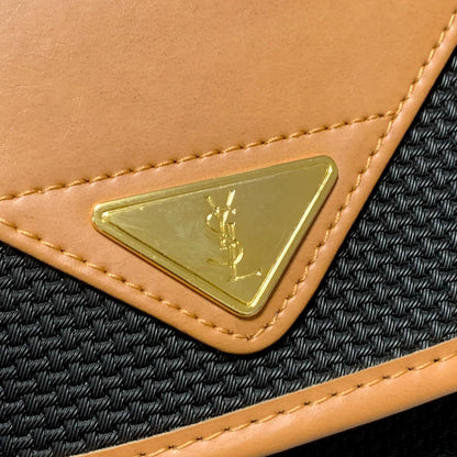 Saint Laurent Bag YSL Cassandra Shoulder Purse PVC Black Brown Gold Authentic