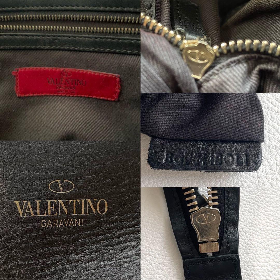 Valentino Garavani Hand Bag Tote Purse 2way Rockstuds Leather Black Authentic