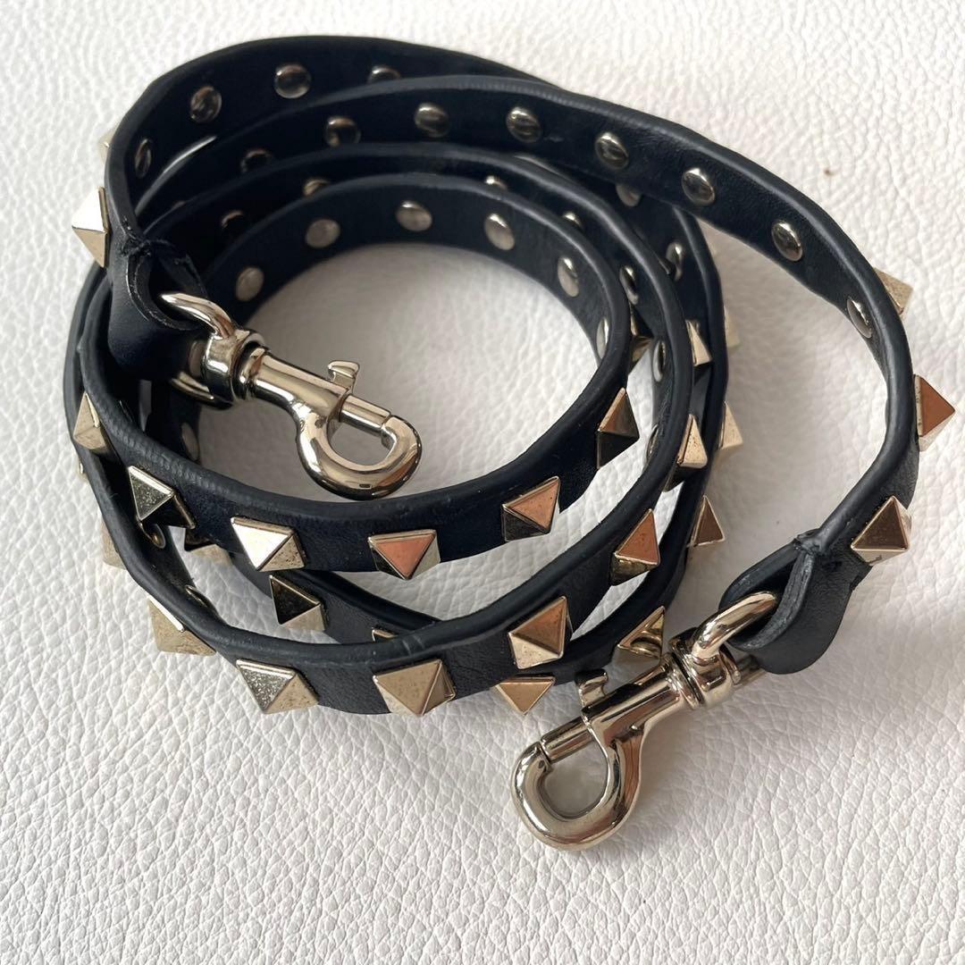 Valentino Garavani Hand Bag Tote Purse 2way Rockstuds Leather Black Authentic