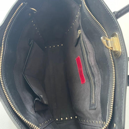 Valentino Garavani Hand Bag Tote Purse 2way Rockstuds Leather Black Authentic