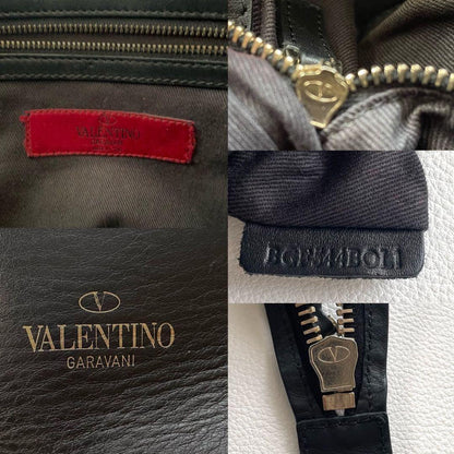 Valentino Garavani Hand Bag Tote Purse 2way Rockstuds Leather Black Authentic