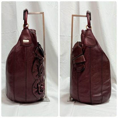 Valentino Garavani Hand Bag Tote Purse Rose Leather Bordeaux Authentic