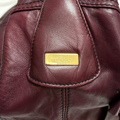 Valentino Garavani Hand Bag Tote Purse Rose Leather Bordeaux Authentic