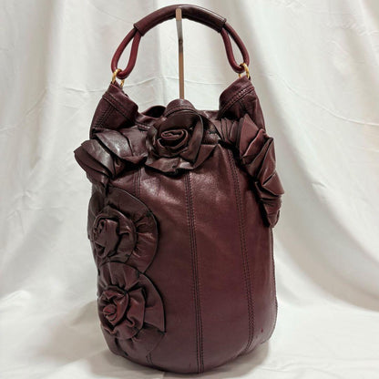 Valentino Garavani Hand Bag Tote Purse Rose Leather Bordeaux Authentic