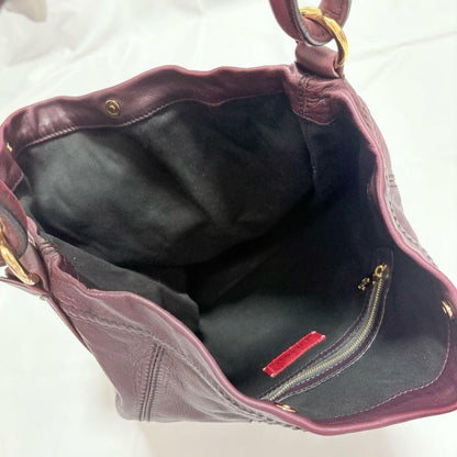 Valentino Garavani Hand Bag Tote Purse Rose Leather Bordeaux Authentic