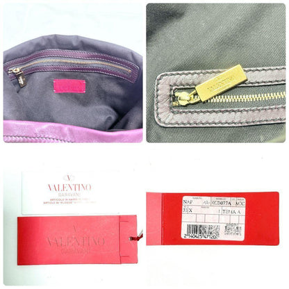 Valentino Garavani Hand Bag Tote Purse Rose Leather Bordeaux Authentic