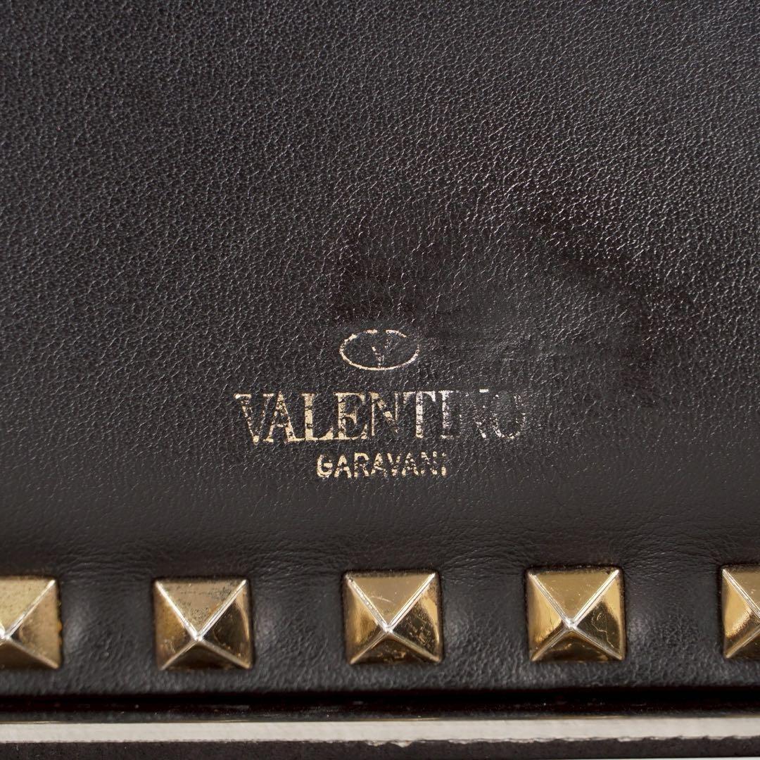Valentino Garavani Shoulder Bag Purse Studs Leather Black Authentic