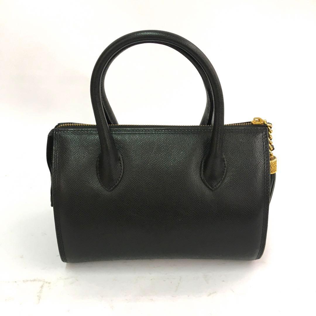 Valentino Garavani Mini Boston Bag Hand Bag Purse Logo Leather Black Authentic