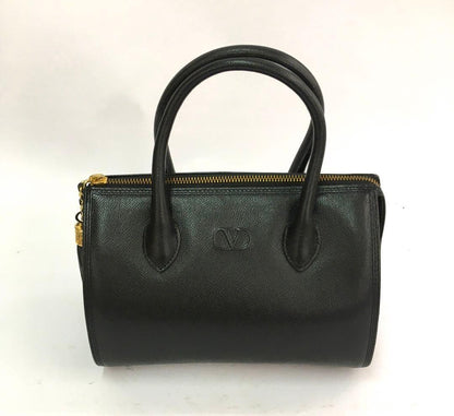 Valentino Garavani Mini Boston Bag Hand Bag Purse Logo Leather Black Authentic