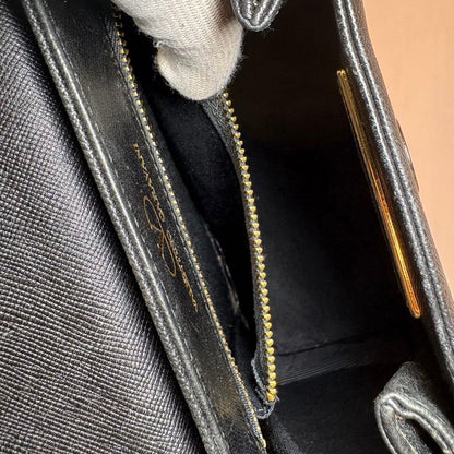 Valentino Garavani Hand Bag Tote Purse 2way Logo Leather Black Authentic