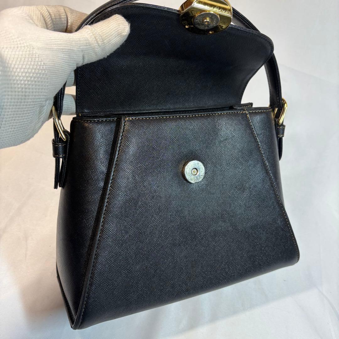 Valentino Garavani Hand Bag Tote Purse 2way Logo Leather Black Authentic