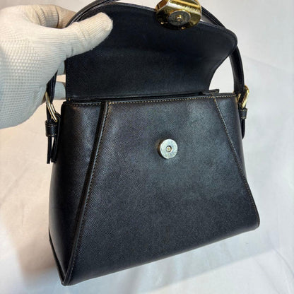 Valentino Garavani Hand Bag Tote Purse 2way Logo Leather Black Authentic