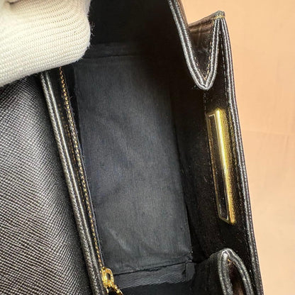 Valentino Garavani Hand Bag Tote Purse 2way Logo Leather Black Authentic