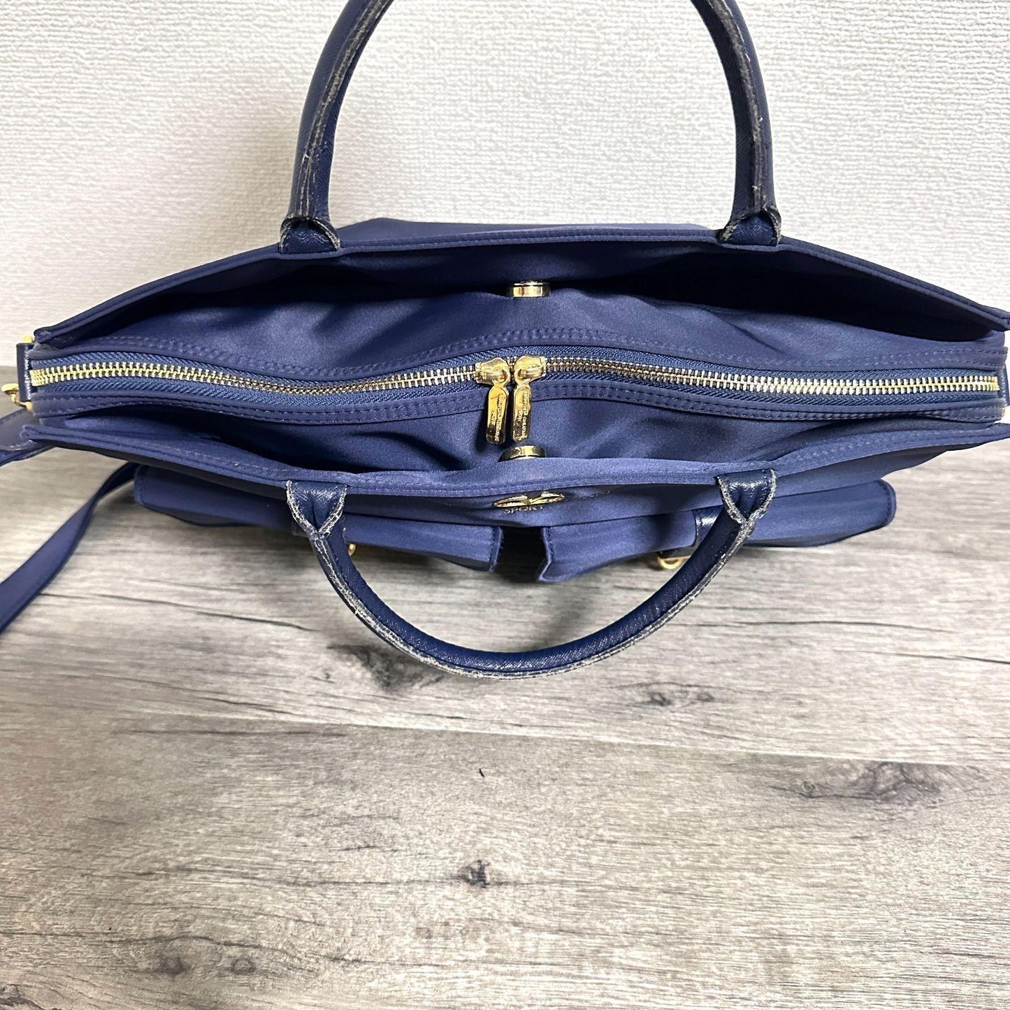 Valentino Garavani sport Hand Bag Tote Purse 2way Logo Navy Authentic